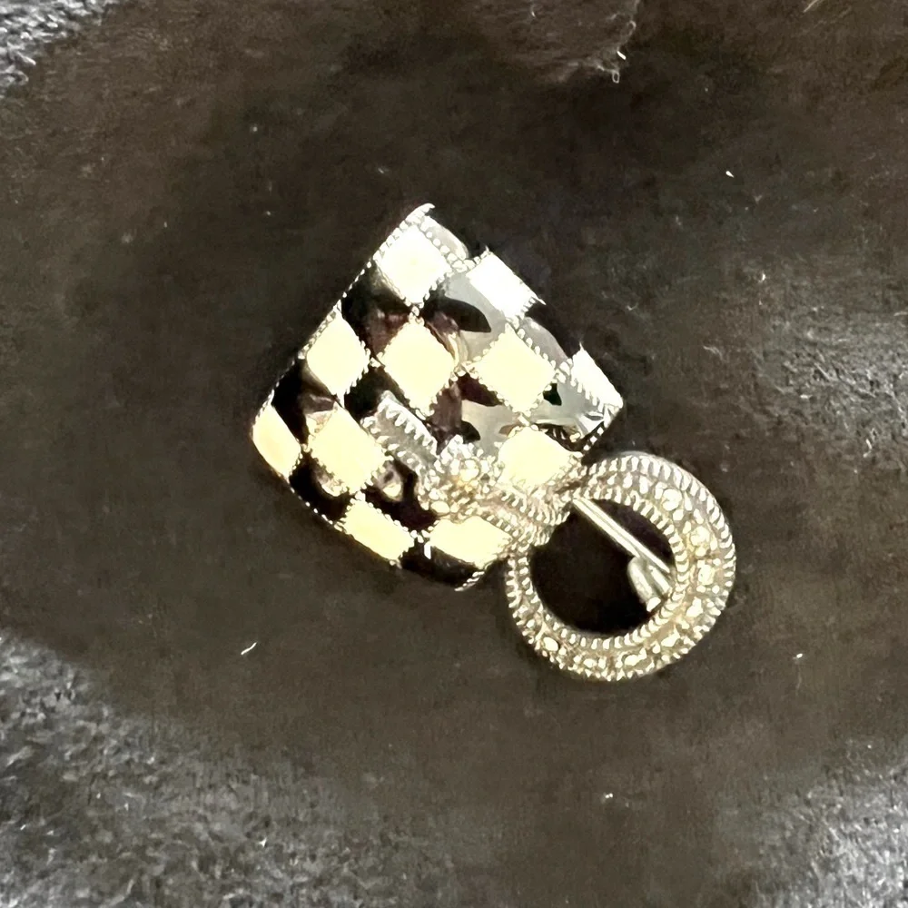 Vintage Judith Jack Sterling Silver & Marcasite Handbag Pin